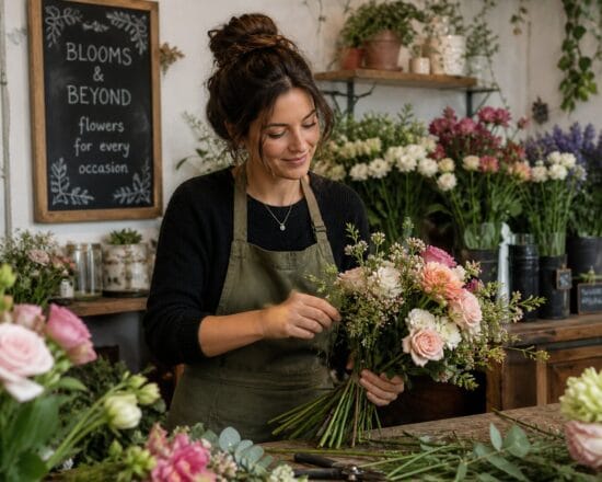 Florist Preparing an Arrangement