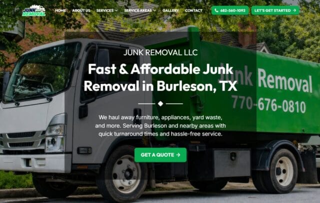 Junk Removal Website Example Image