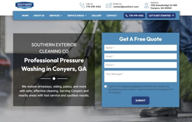 Pressure Washing Website Example