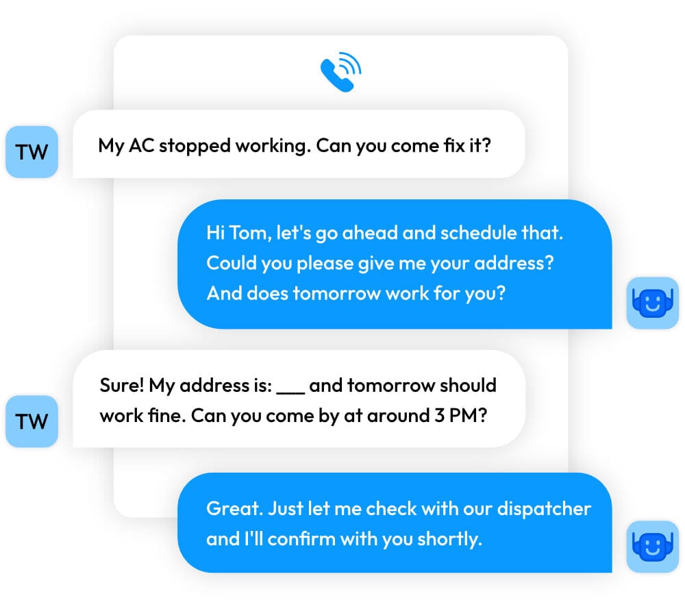 Voice ai features automated texting